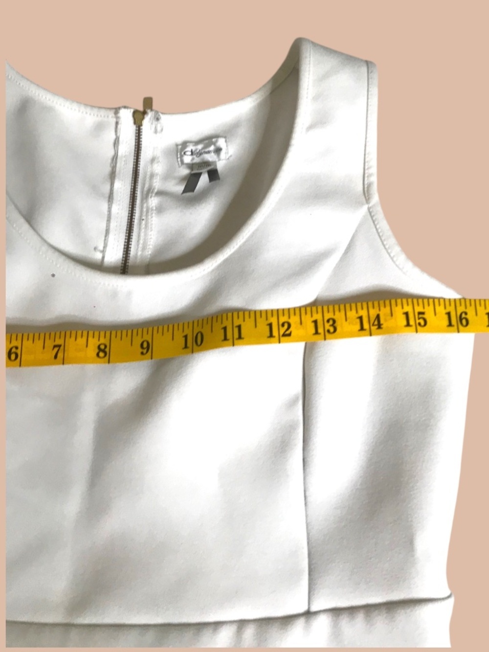 White Peplum Sleeveless Top – Scuba Fabric, Back Zip, Size M - Picture 5 of 9